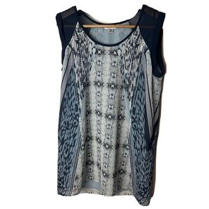 Cabi Blue Mixed Print Snakeskin Tunic Top Sleeveless Blouse Women Size XS